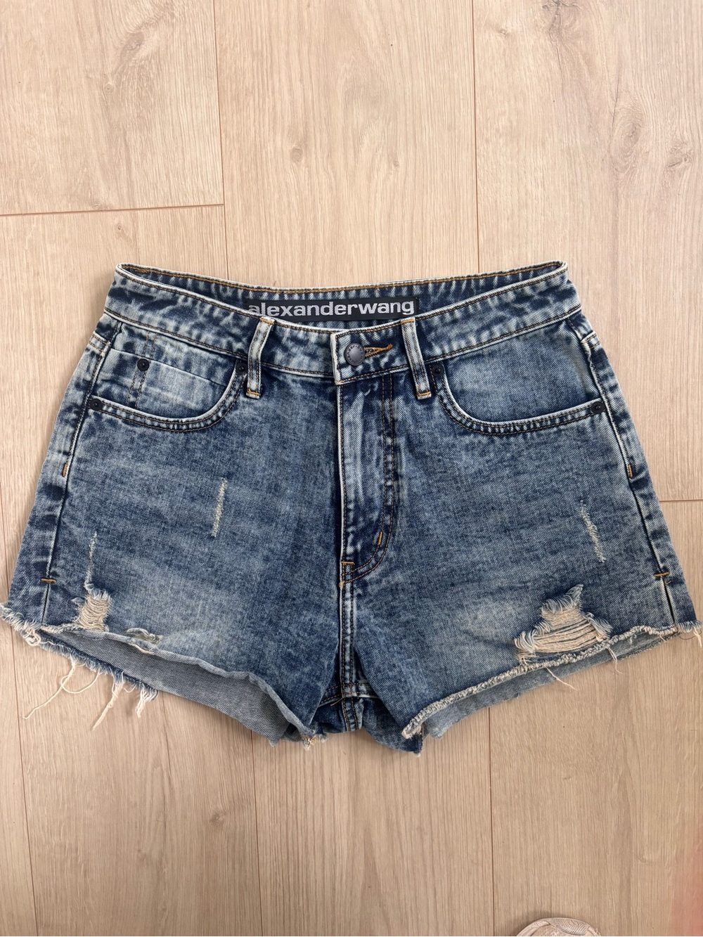 Alexander Wang - Distressed Blue Denim Cutoff Shorts